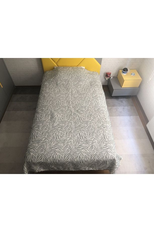 Yeşil Zebra Desenli Tek Kişilik Çok Amaçlı Pike - Yatak Örtüsü 160x210 Cm - 3