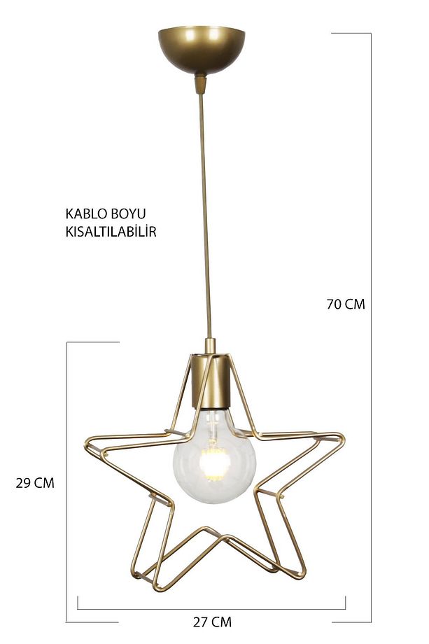 Valensiya Yıldız Tekli Gold Eskitme Boyalı Modern Avize - 2