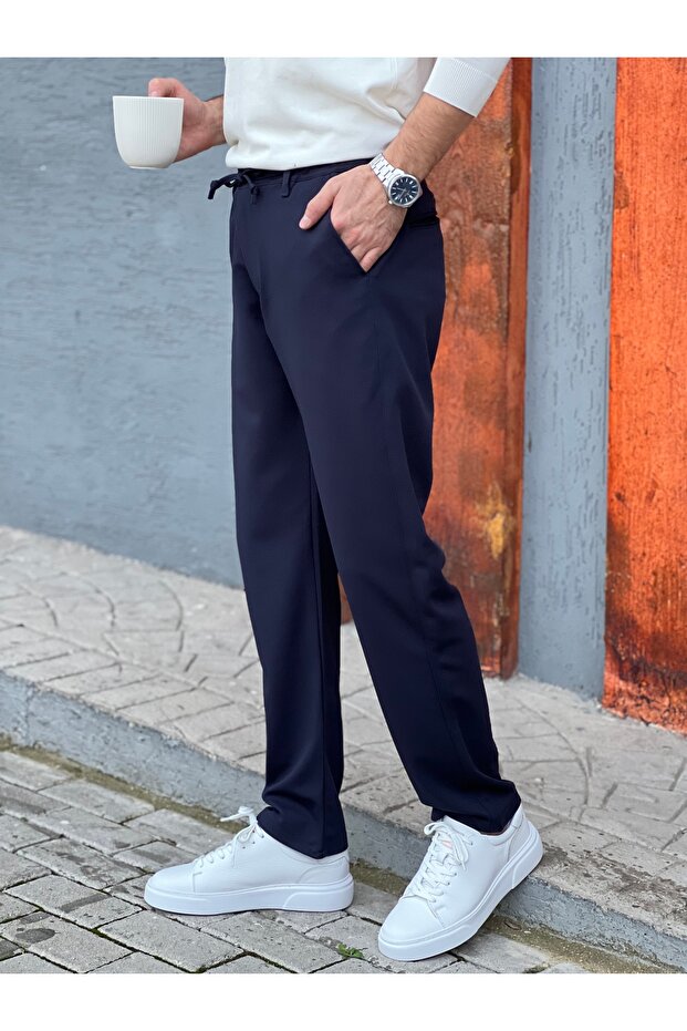 Men's Drawstring and Elastic Waist Jogger Chino Pants