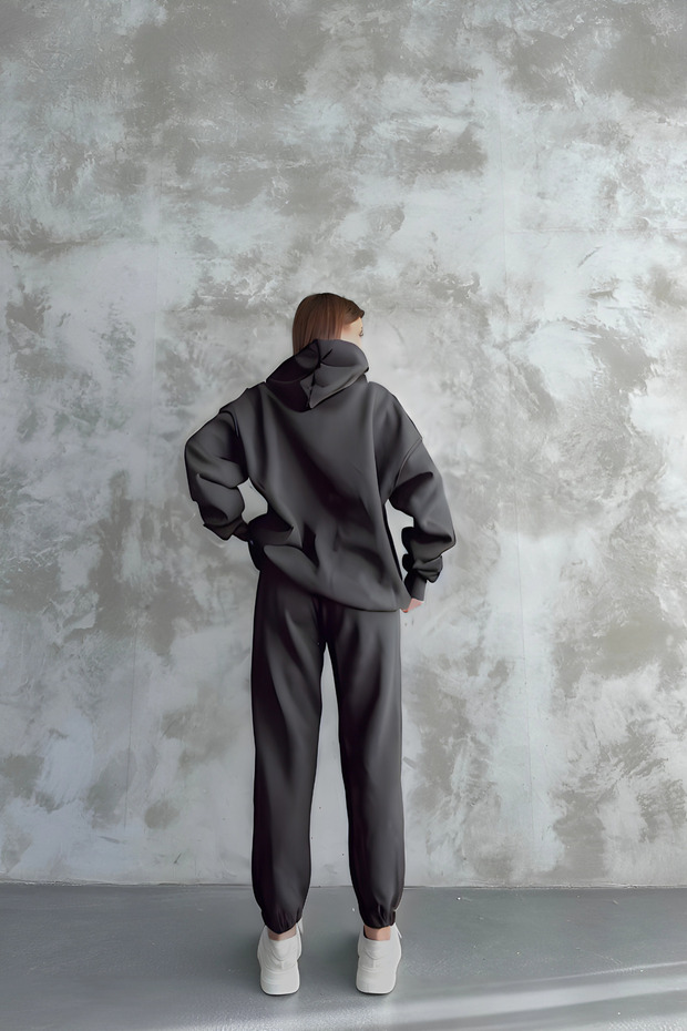 Men's Basic Oversize 3 Thread Thick Tracksuit Set - 4