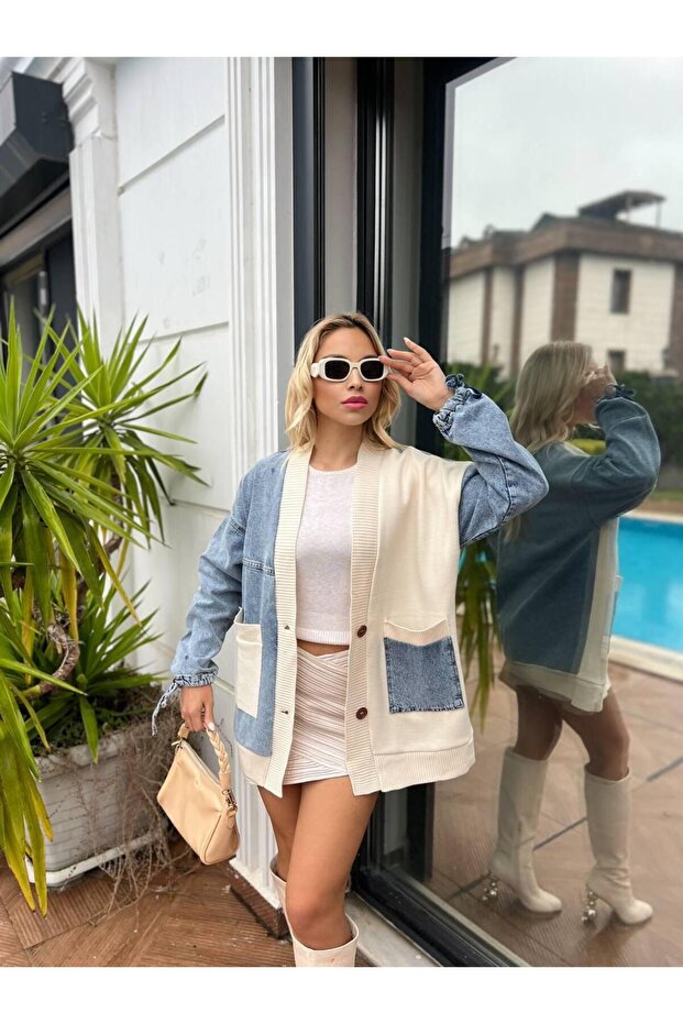 Buttoned Denim Jacket with Pockets - 7