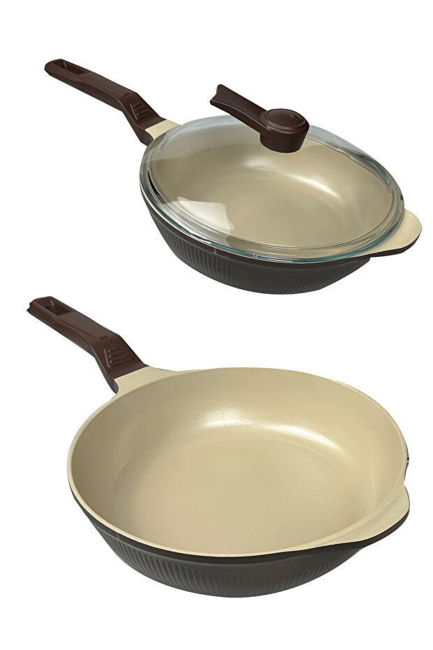 Prosteam 6 Layer Granite Pan and Pot 28 cm - Airfrey Featured Fireproof Non-Stick 2 in 1 Pan - 5