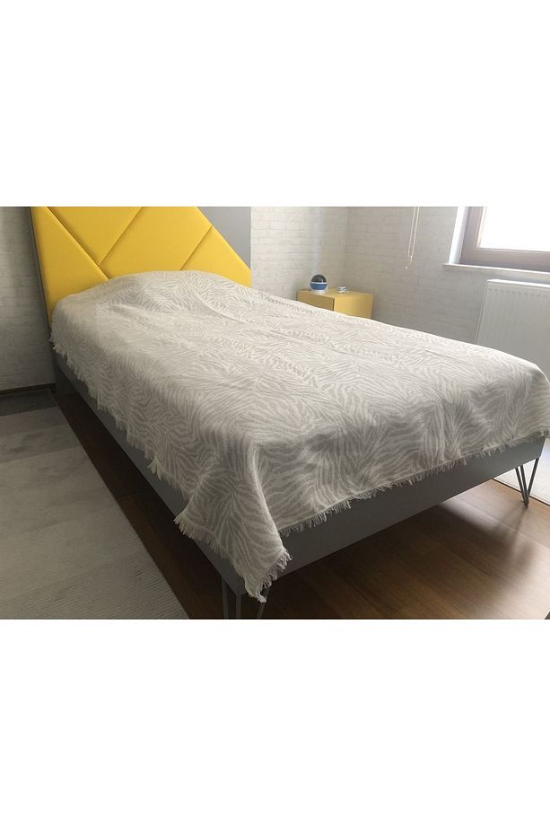 Gri Zebra Desenli Tek Kişilik Çok Amaçlı Pike - Yatak Örtüsü 160x210 Cm - 3