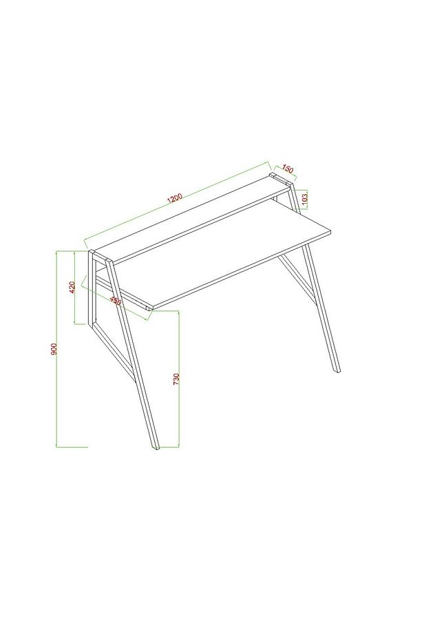 Flamingo, Metal Ayaklı, Duvara Monte, Çalışma Masası, 120 cm - 3