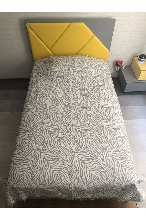Antrasit Zebra Desenli Tek Kişilik Çok Amaçlı Pike - Yatak Örtüsü 160x210 Cm - 3