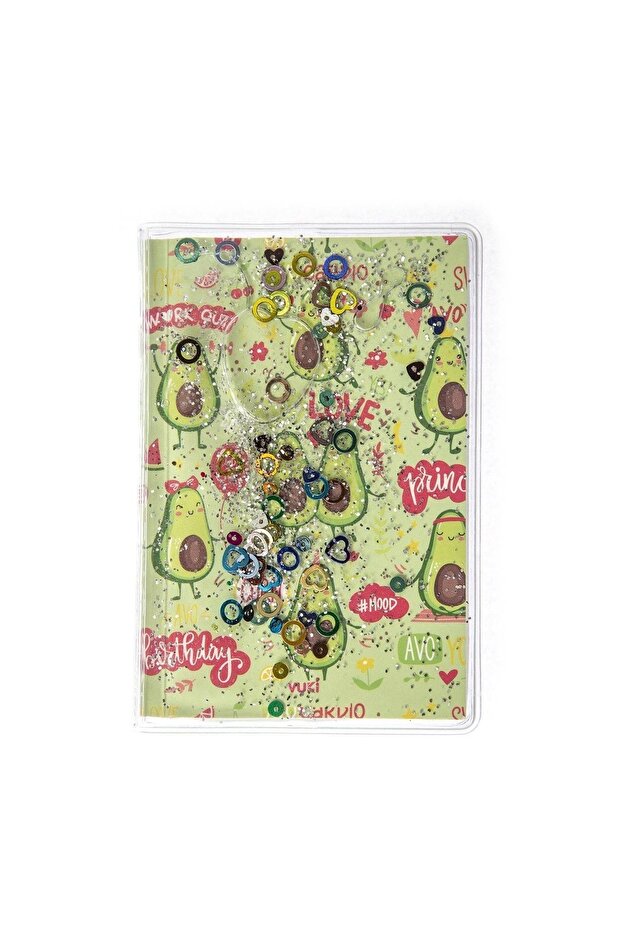 Glittery and Watery Covered Patterned Mini Notebook with Colorful Pages - 1