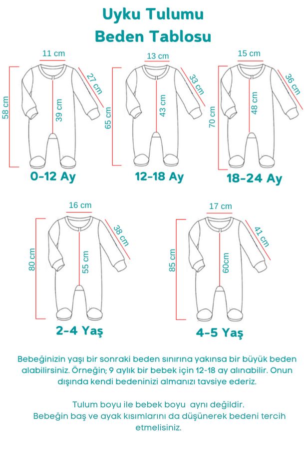 Sare Baby Bebek Uyku Tulumu %100 Doğal Pamuk Çift Kat Özel Kumaş Unisex 1.0 Tog - 2