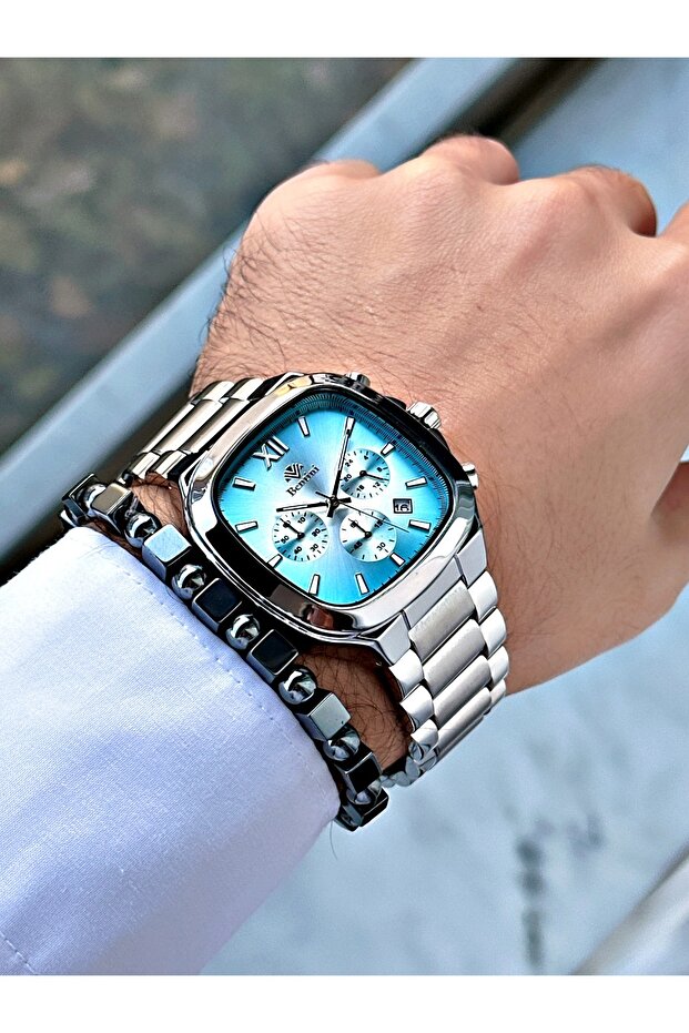 ساعة رجالية بعلبة مربعة وظيفية - 2