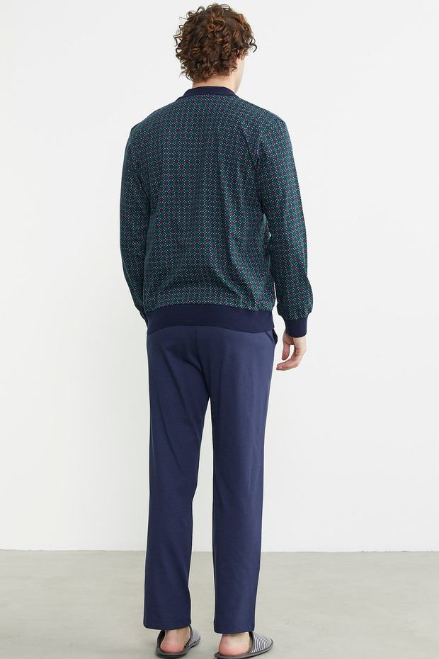 طقم بيجامة مريح منقوش باللون الأخضر - 6