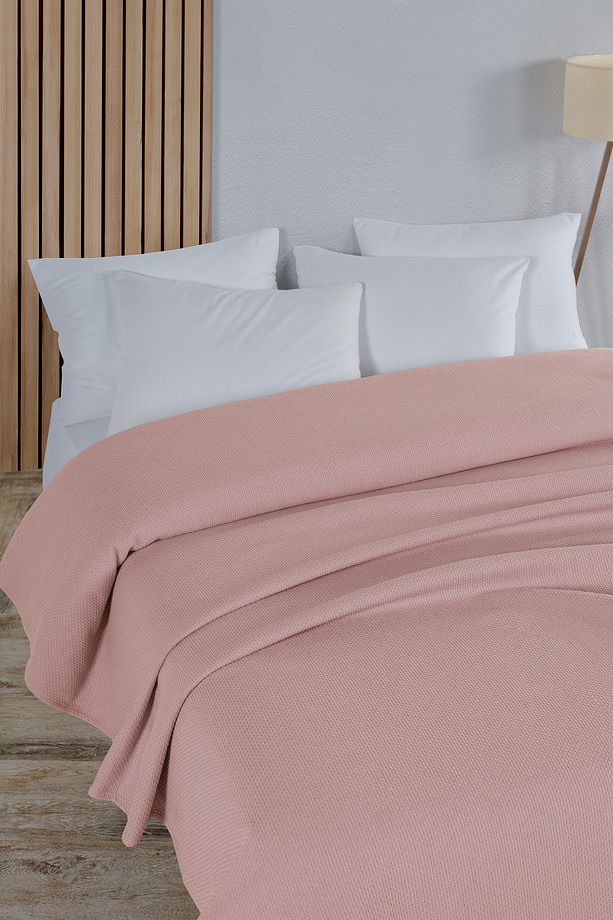 Pamuklu Petek Açık Pudra Çok Amaçlı Yatak Örtüsü Tek Kişilik - 160x230 Cm - 2