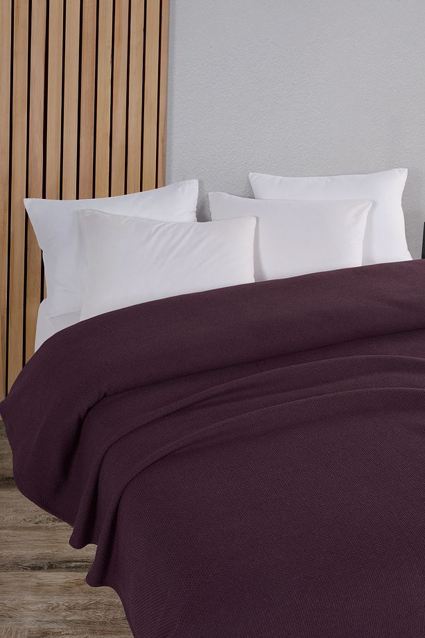 Pamuklu Petek Koyu Bordo Çok Amaçlı Yatak Örtüsü Tek Kişilik - 160x230 Cm - 2