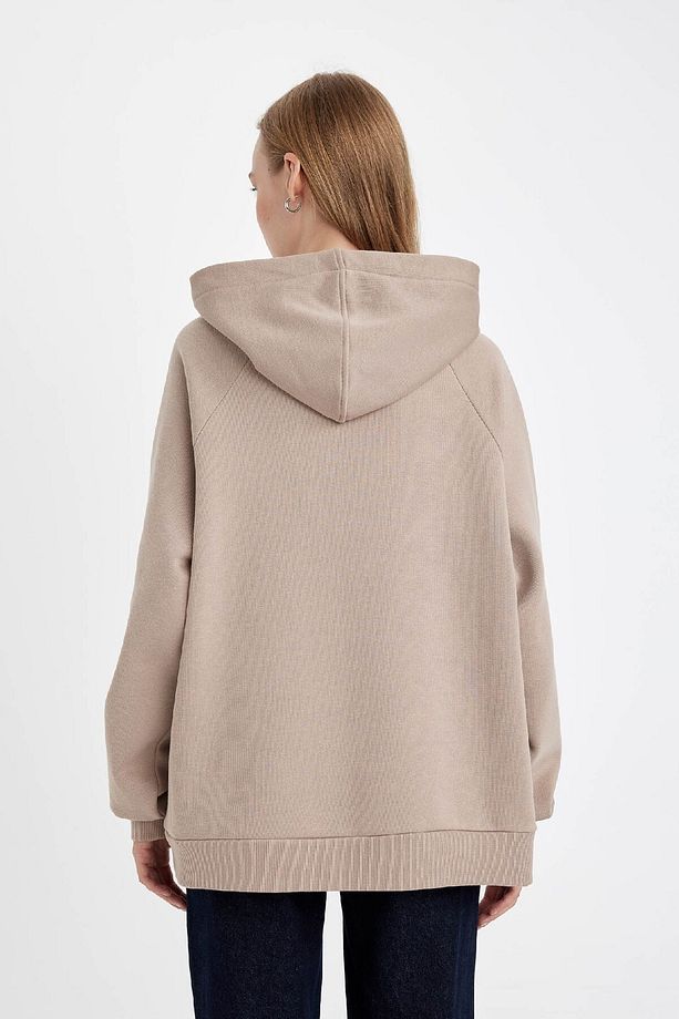 Oversize Geniş Kalıp Kapüşonlu Kanguru Cepli Kalın Basic Düz Sweatshirt C7805ax24wn - 6
