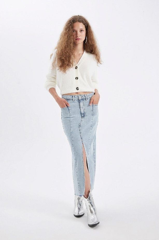 Oversize Geniş Kalıp V Yaka Basic Düz Düğmeli Triko Hırka D1428ax24wn - 2