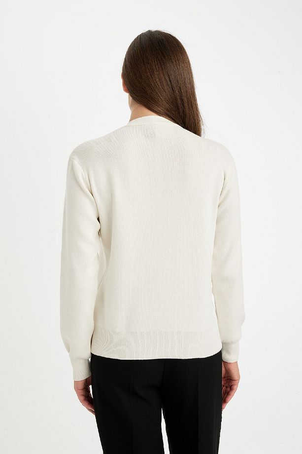 Regular Fit Bisiklet Yaka Basic Düz Düğmeli Triko Hırka D1063ax24au - 6