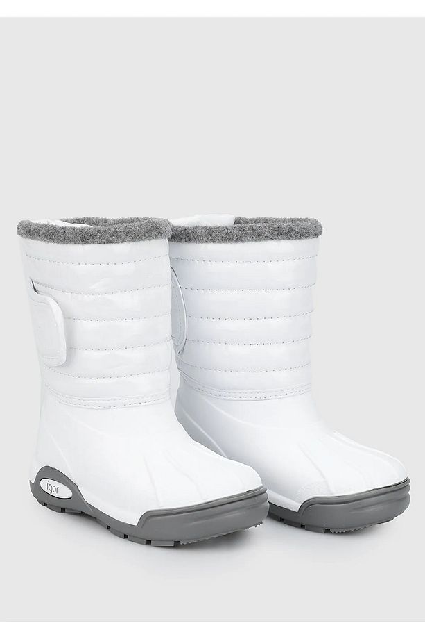 Topo Skı Charol Su Geçirmez Unisex Çocuk Kar Botu Beyaz - 6