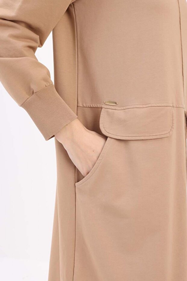 Bej-Cepli Örme Elbise - 5