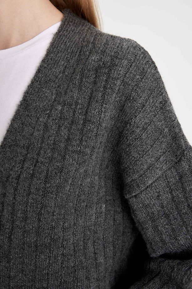 Regular Fit V Yaka Basic Düz Düğmeli Triko Hırka R1389az24wn - 5
