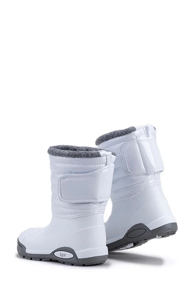 Topo Skı Charol Su Geçirmez Unisex Çocuk Kar Botu Beyaz - 4
