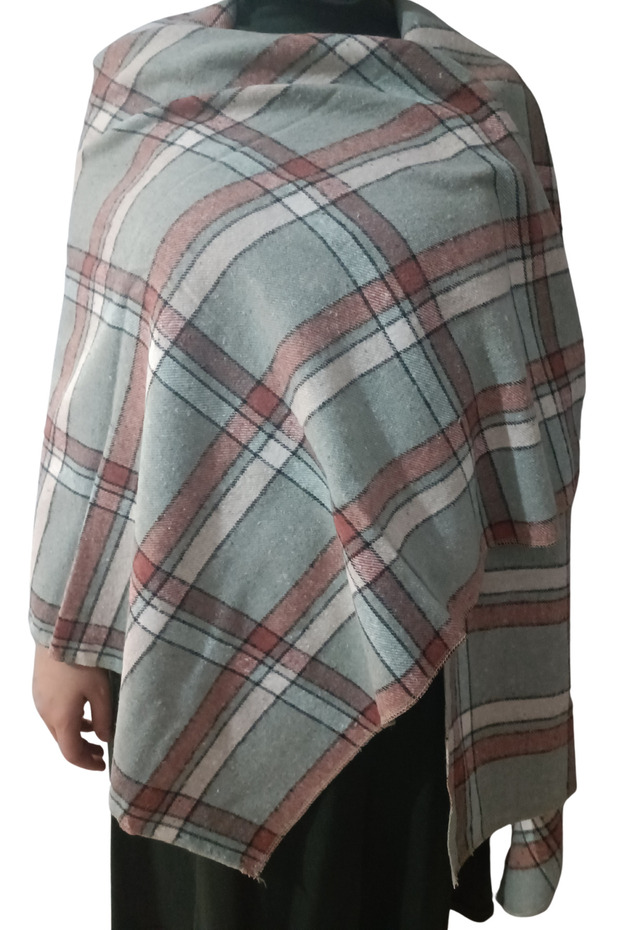 Plaid Lumberjack Shirt Fabric Shoulder Shawl Winter Shawl Neck Shawl Checked Scarf