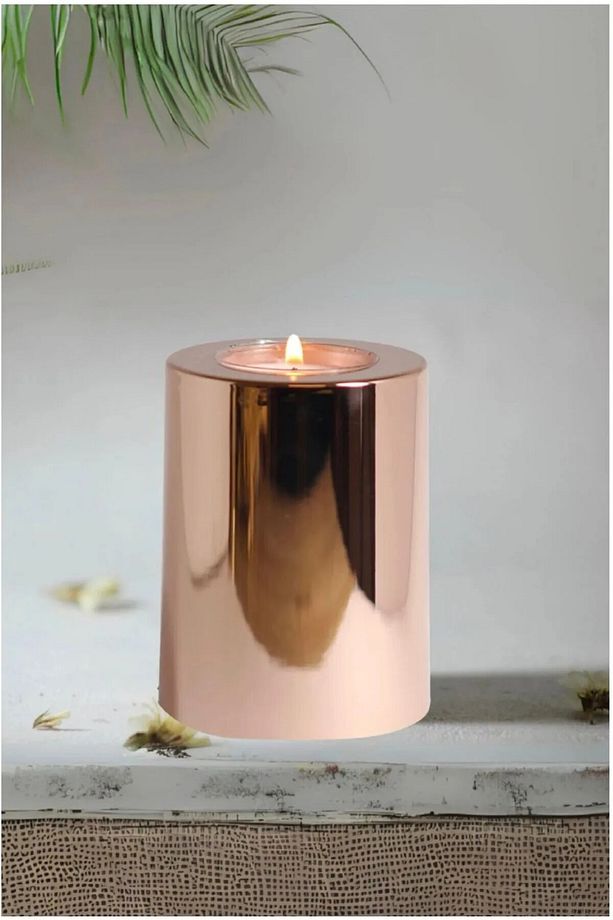 Krom Kaplama 3 Lü Krom DÜZ Yüzey Mumluk Dekoratif Tealight Set Mum hediyeli - 3