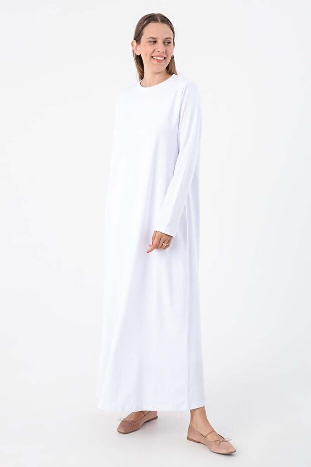 Rochie albă cu mânecă lungă - 1