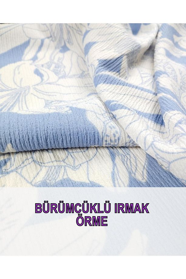 Bürümcüklü Jarse Mavi Ekru RenklerdeEn: 160 cm - 2