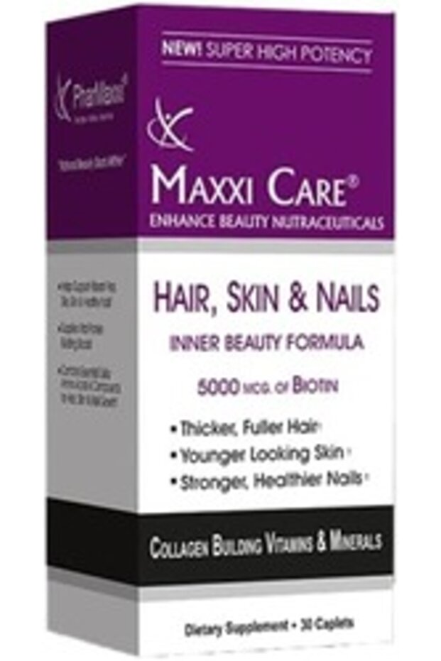 Maxxi Care Hair, Skin and Nails Dietary Supplement, 5000mcg, 30 Caplets