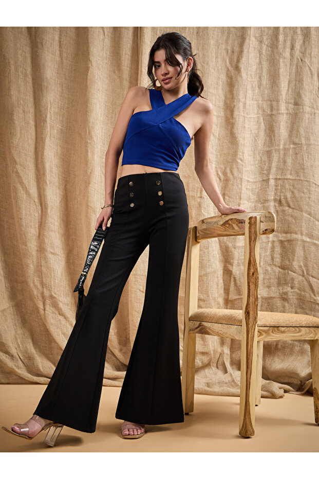 بنطال واسع من الأسفل بأزرار أمامية - 2