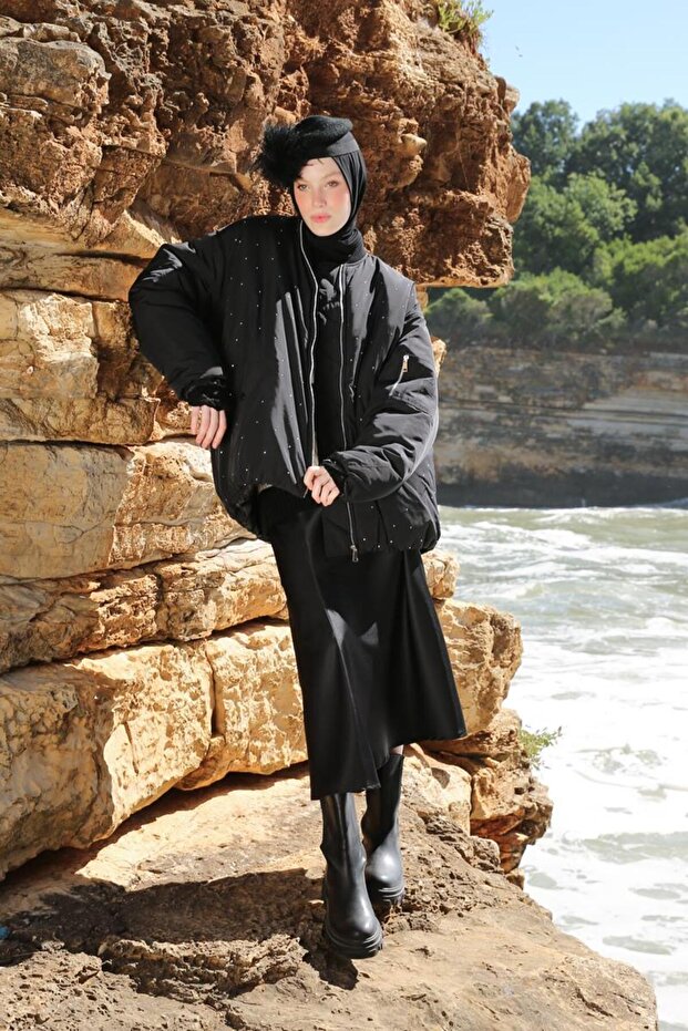 -Taşlı Bomber Ceket - 2