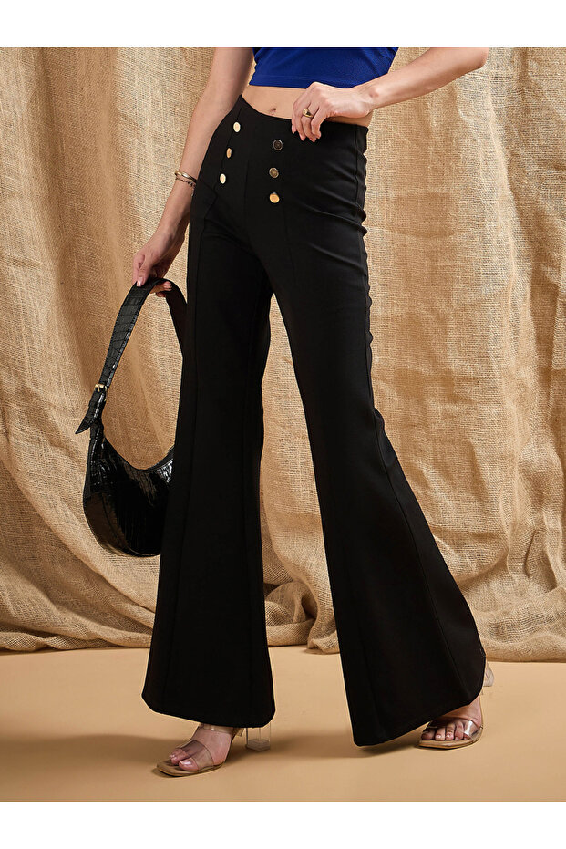 بنطال واسع من الأسفل بأزرار أمامية - 1