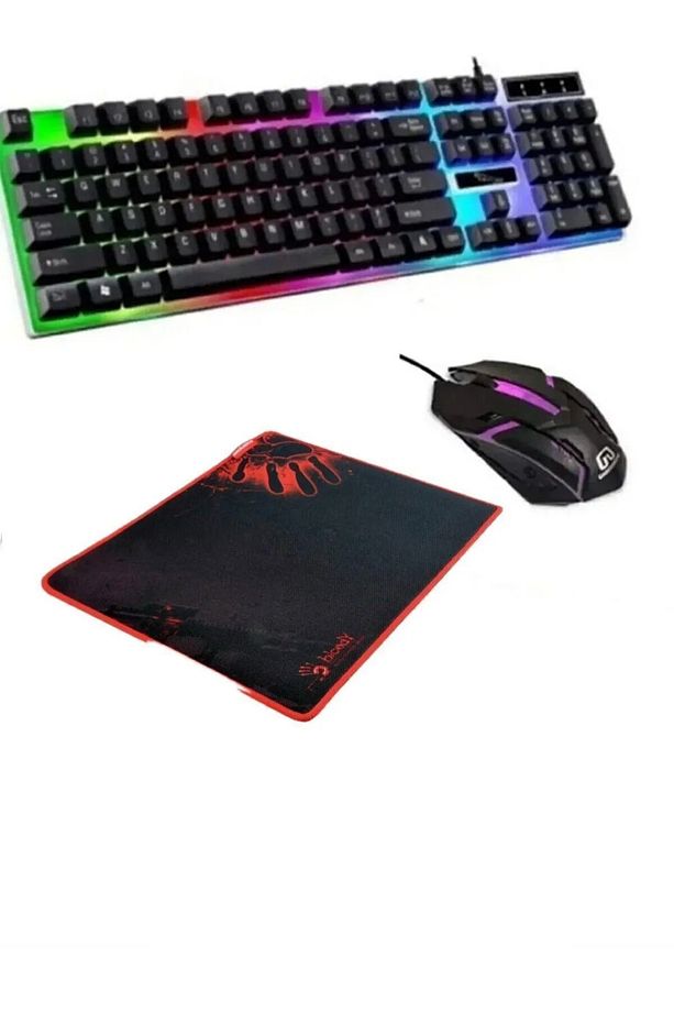 Profesyonel Oyuncu Klavye - Mouse - Mousepad Set Işıklı Rgb Aydınlatmalı Set MAS-2 - 1