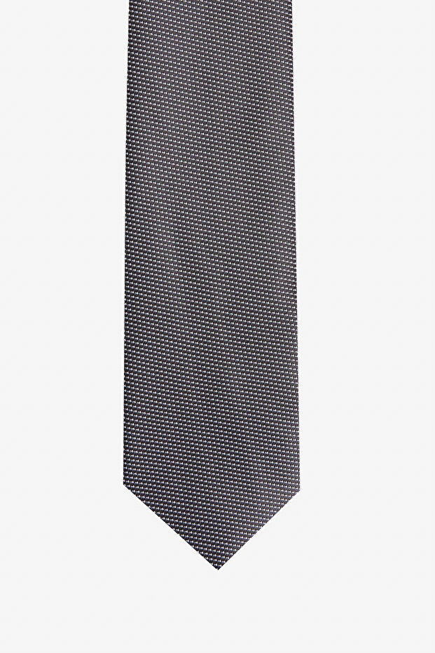 Men's Black-Grey Patterned Tie - 2