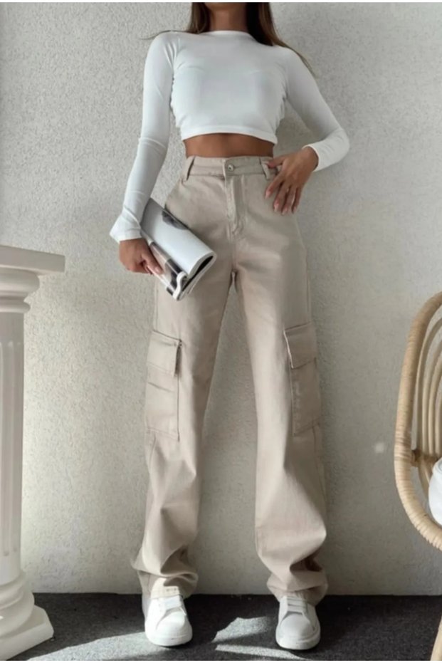 Palazzo Trend Trousers with Cargo Pockets