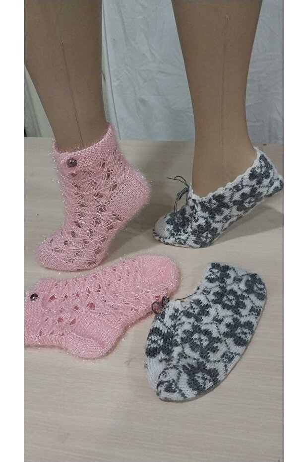 2 Pieces of Hand Knitted Five Needles/Handmade Booties/Dowry Booties/Knitting/Home Booties/Handmade