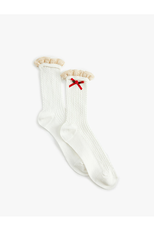 Bow Frilly Textured Socket Socks