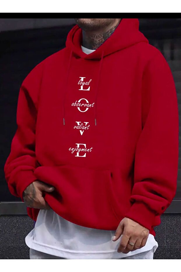 Love Printed Hooded Swatshirt