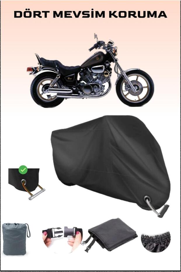 Black Lock Compatible Motorcycle Tarpaulin for Yamaha Virago Xv 750, Safe, Waterproof