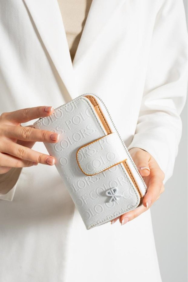 Polo of Colors Nili Beyaztabagofraj Print Women's Hand Wallet 10X17 Size
