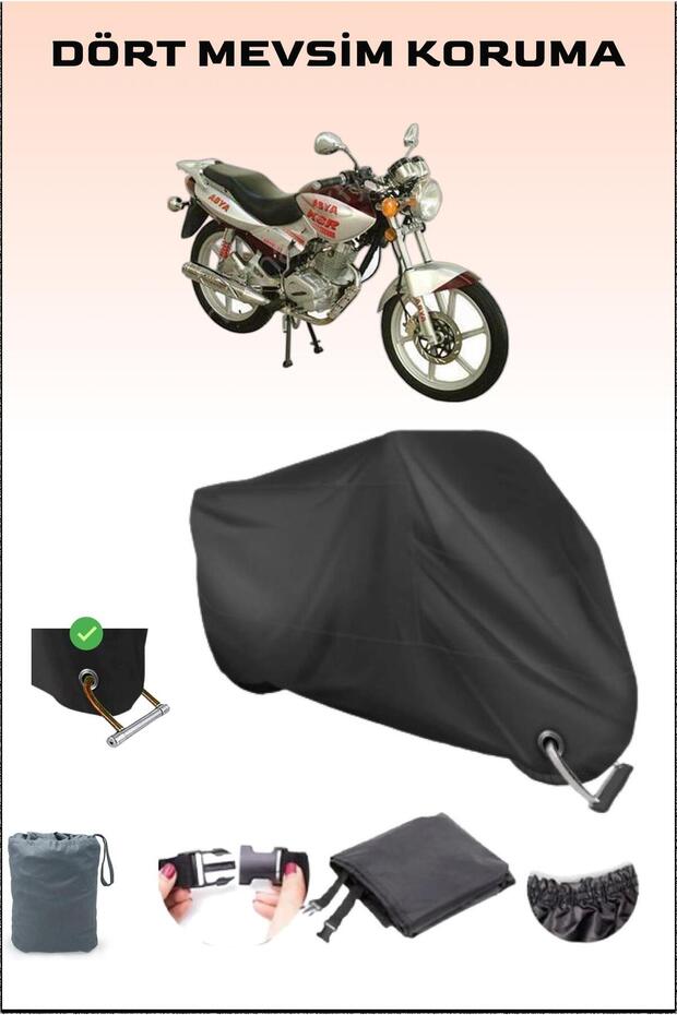 Black Asian Lock Compatible Motorcycle Tarpaulin for 150-12, Safe, Waterproof
