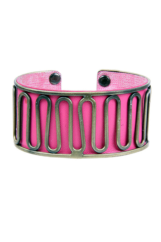 Metal Design Handcuffs Model Pink Women's Bracelet