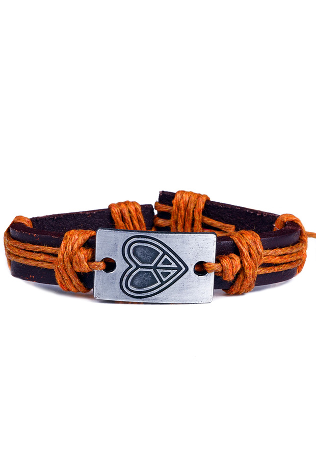 Love and Peace Symbol Leather Unisex Bracelet
