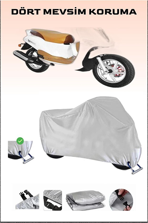 Motorcycle Tarpaulin Compatible with Lock for Yu-Ki Yk 150 T-3, Safe, Waterproof Durable Fabric
