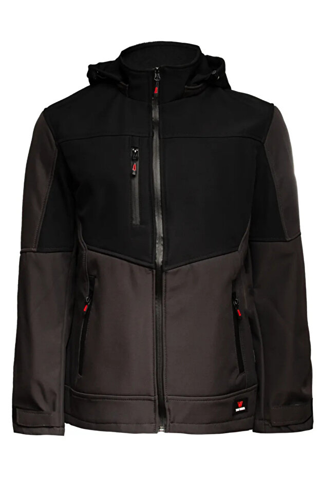 Softshell Kapşonlu Parçalı Mont - 1