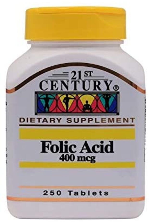 Folic Acid Vitamin B9, Cardiovascular & Heart Health Dietary Suple, 400mcg, 250 Tablets