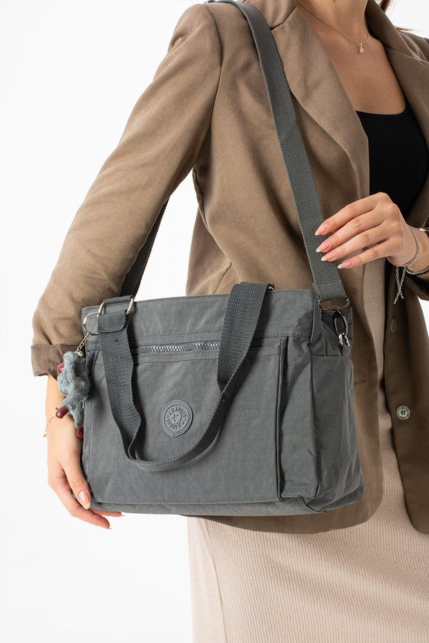 Women's Large Size Water Resistant Crinkle Fabric Crossbody Bag with Shoulder Strap