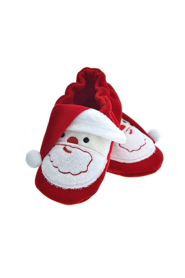 912695 Unisex Santa Claus Red Baby Booties, Children's Home Shoes