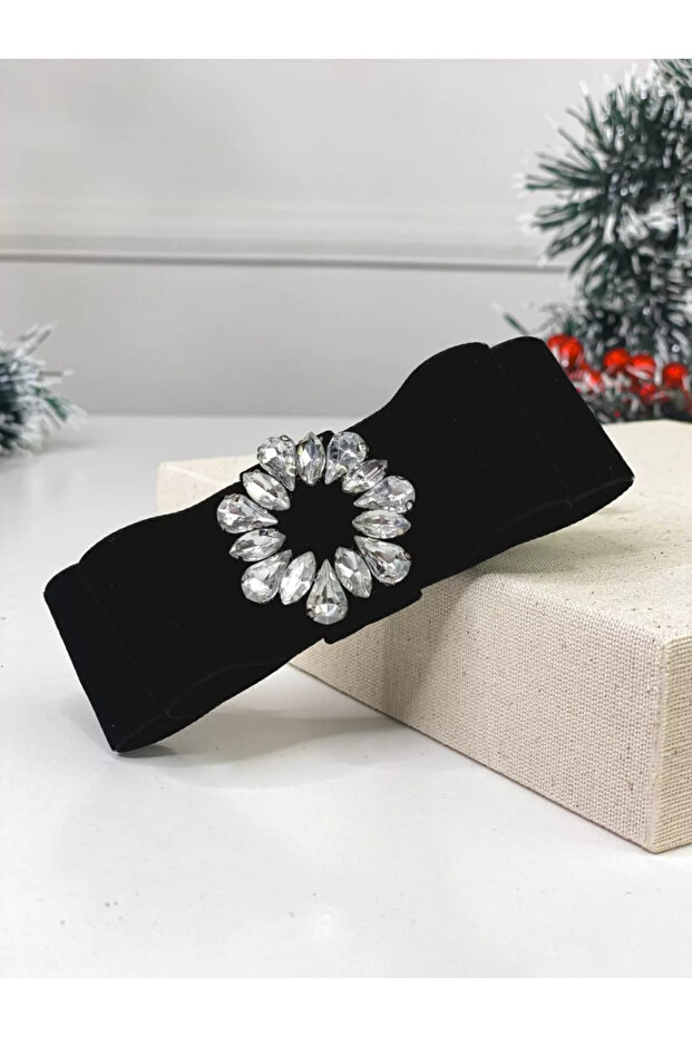 Velvet Zircon Stone Bow French Buckle