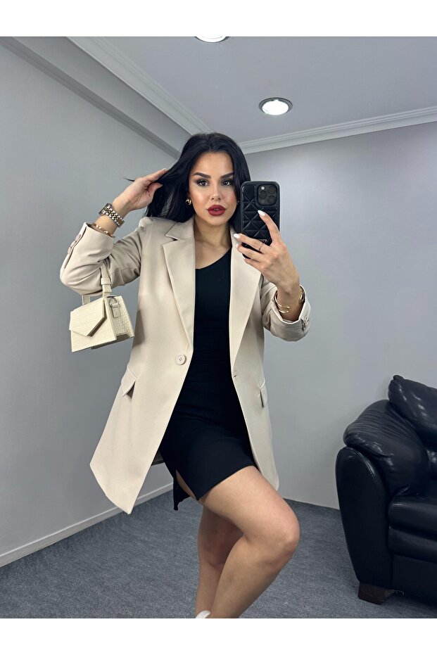 Modern Duruş Tek Düğmeli Blazer - 2