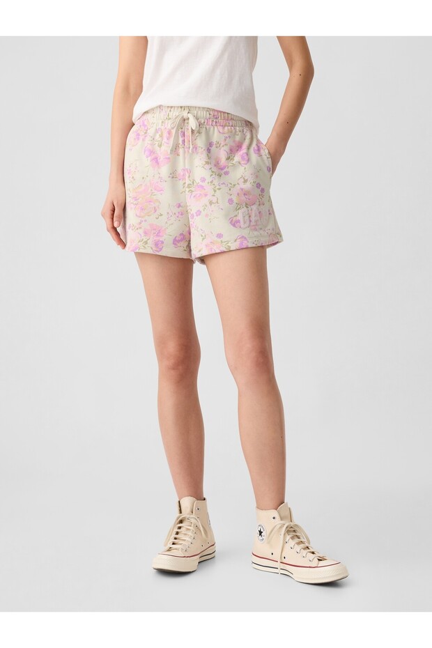 Kadın Çok Renkli Logo Fransız Havlu Kumaş Şort - 4