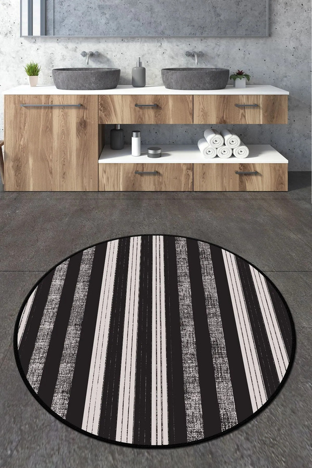 Barcode Diameter Bathroom Rug 120X120 cm